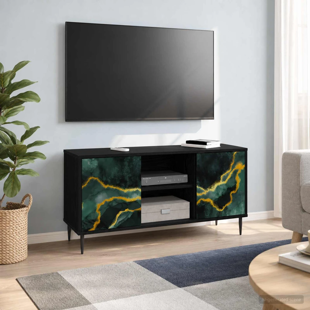 TV staliukas Televizoriaus spintelė WIJHE 102 x 33 x 51 cm Juodojo ąžuolo