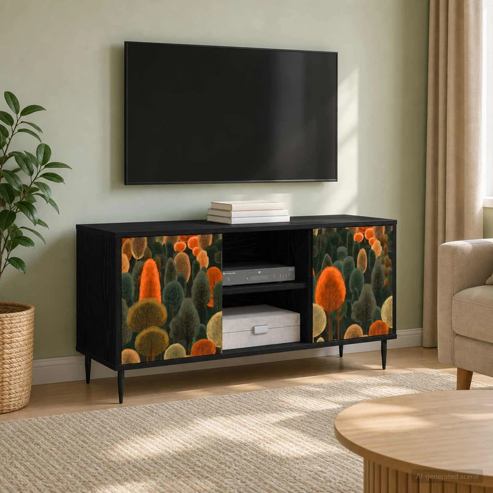 TV staliukas Televizoriaus spintelė ZAANDAM 102 x 33 x 51 cm Juodojo ąžuolo