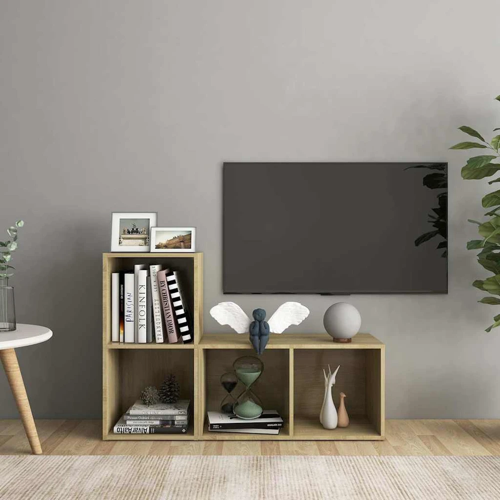 Televizoriaus spintelės, 2vnt., ąžuolo, 72x35x36,5cm, mediena