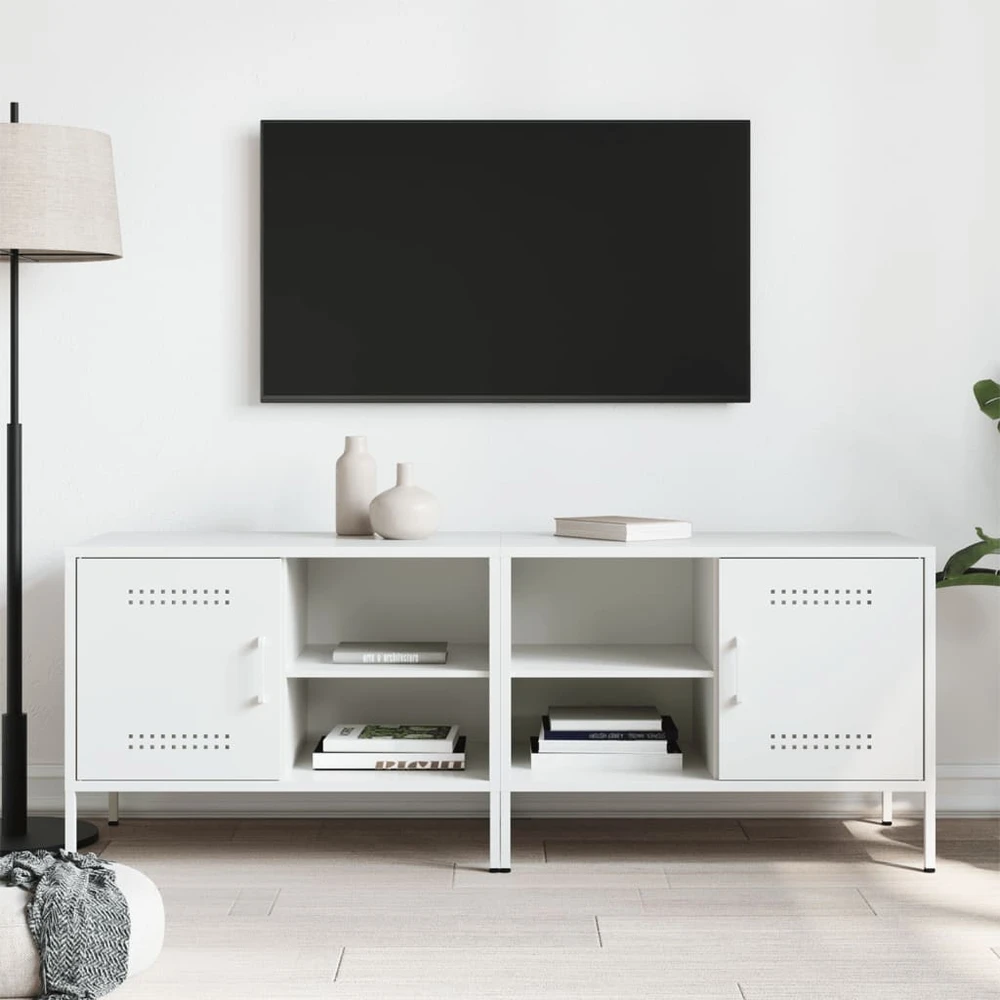 TV staliukas Televizoriaus spintelės, 2vnt., baltos, 68x39x50,5cm, plienas