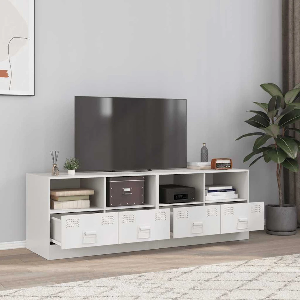 TV staliukas Televizoriaus spintelės, 2vnt., baltos, 67x39x44cm, plienas