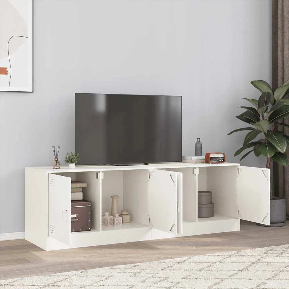 TV staliukas Televizoriaus spintelės, 2vnt., baltos, 67x39x44cm, plienas