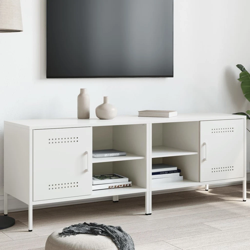 TV staliukas Televizoriaus spintelės, 2vnt., baltos, 68x39x50,5cm, plienas