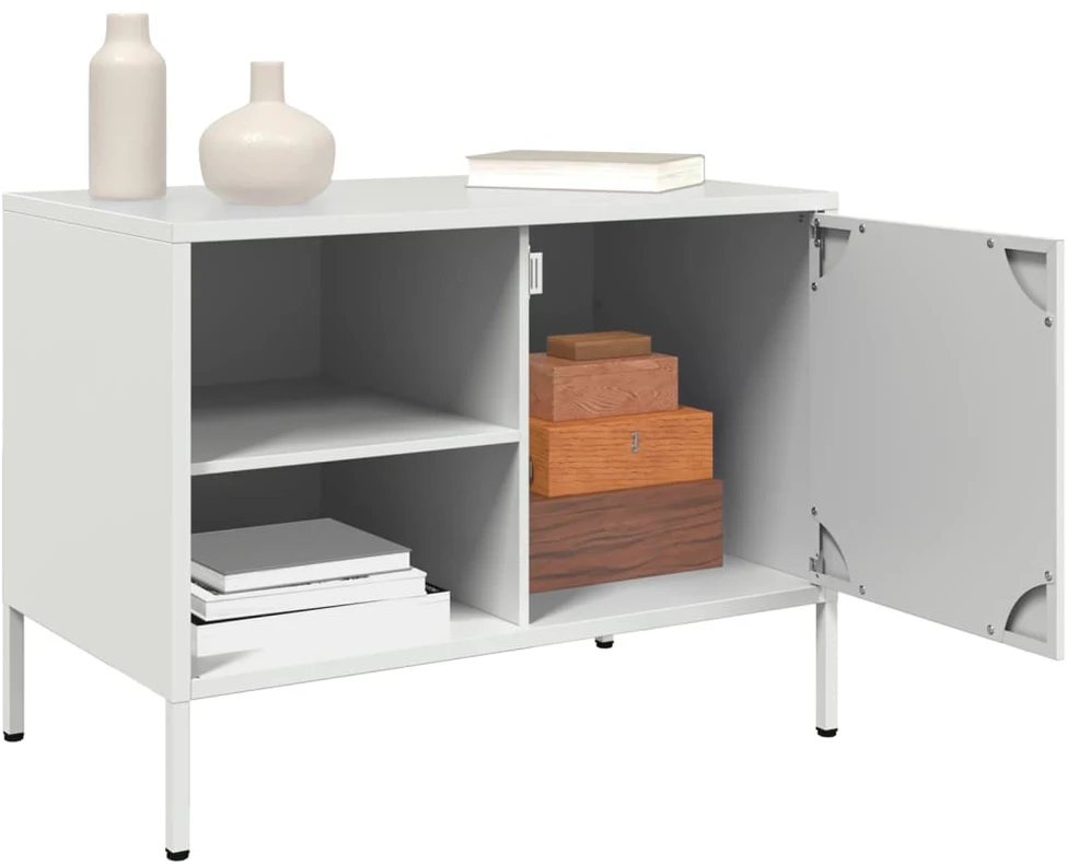 TV staliukas Televizoriaus spintelės, 2vnt., baltos, 68x39x50,5cm, plienas