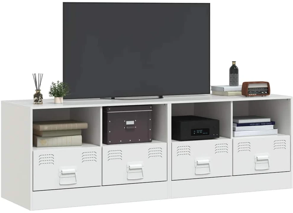 TV staliukas Televizoriaus spintelės, 2vnt., baltos, 67x39x44cm, plienas