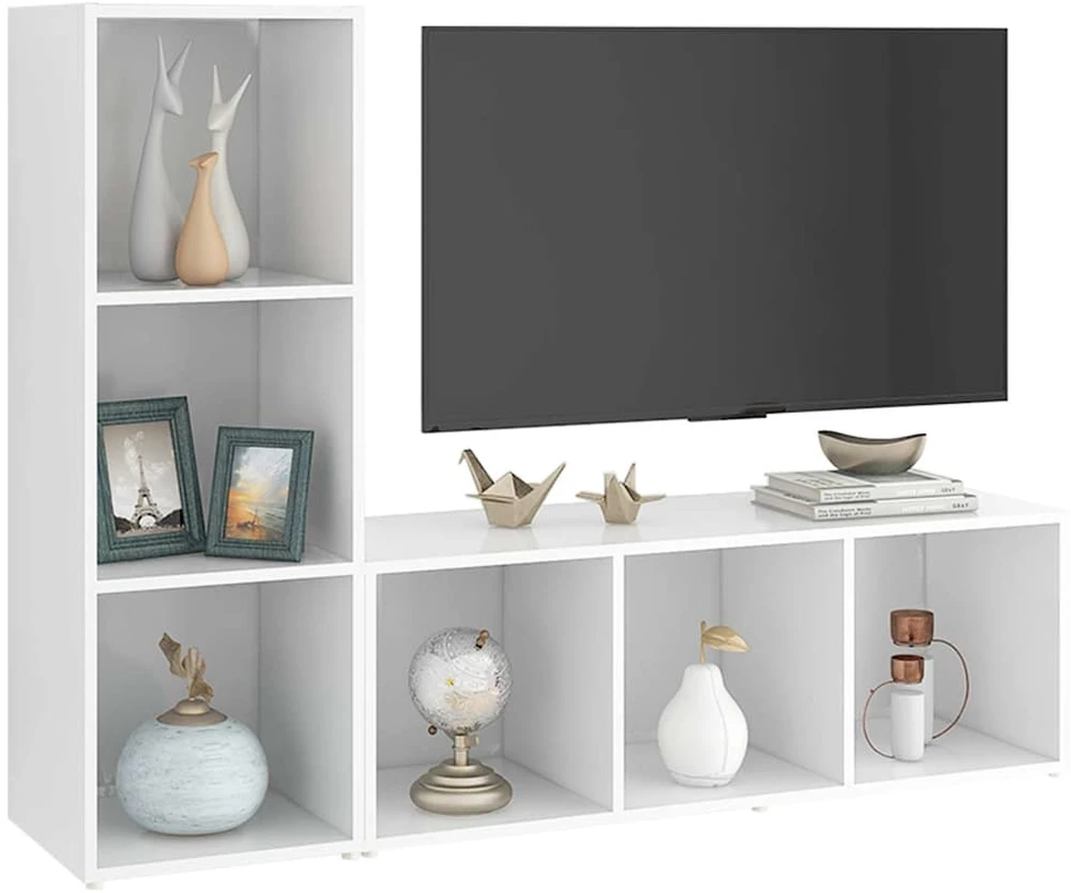 TV staliukas Televizoriaus spintelės, 2vnt., baltos, 107x35x37cm, MDP