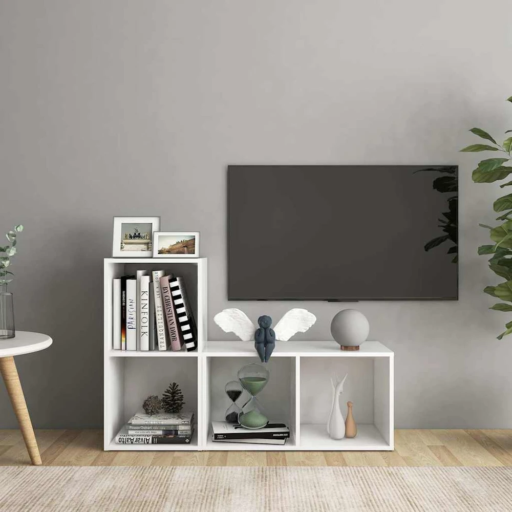 Televizoriaus spintelės, 2vnt., baltos, 72x35x36,5cm, mediena