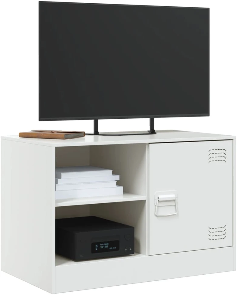 TV staliukas Televizoriaus spintelės, 2vnt., baltos, 67x39x44cm, plienas