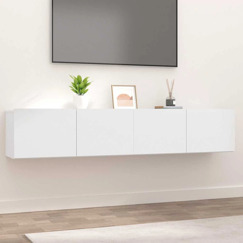 TV staliukas Televizoriaus spintelės, 2vnt., baltos, 80x30x30cm, mediena