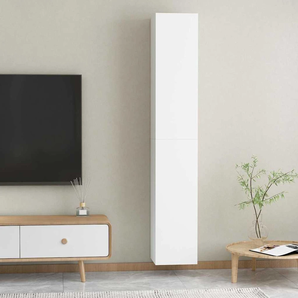 TV staliukas Televizoriaus spintelės, 2vnt., baltos, 30,5x30x90cm, mediena