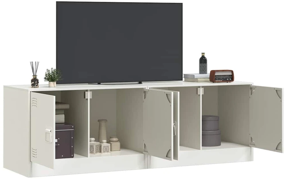 TV staliukas Televizoriaus spintelės, 2vnt., baltos, 67x39x44cm, plienas