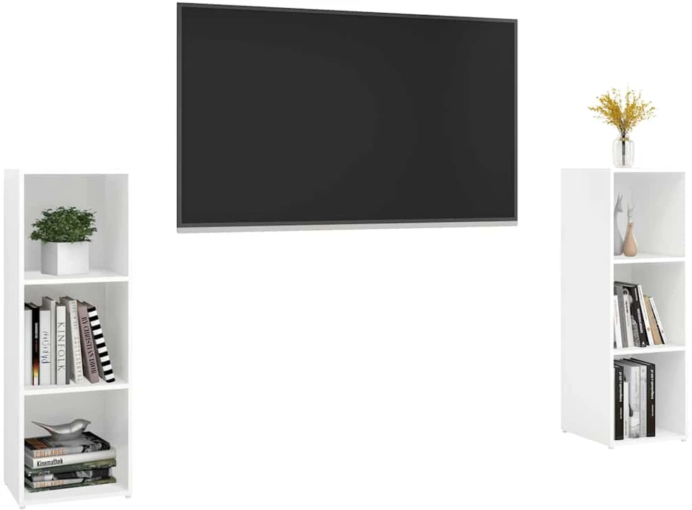 TV staliukas Televizoriaus spintelės, 2vnt., baltos, 107x35x37cm, MDP