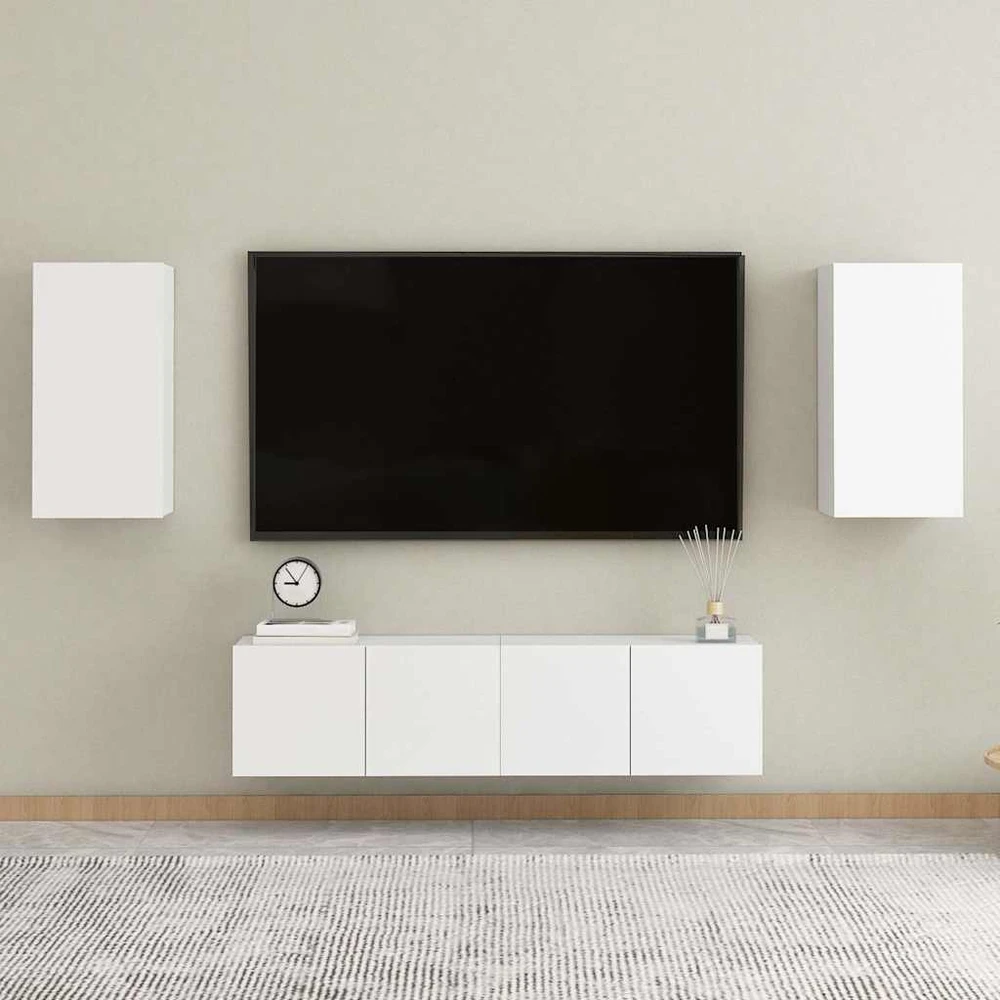 Televizoriaus spintelės, 2vnt., baltos, 30,5x30x60cm, mediena
