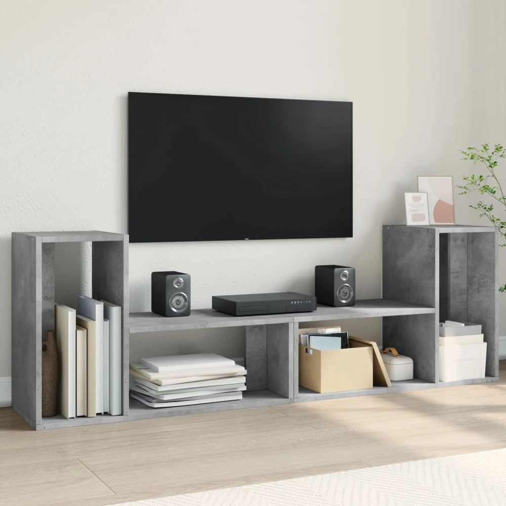 TV staliukas Televizoriaus spintelės, 2vnt., betono pilkos, 75x30x50 cm, MDP