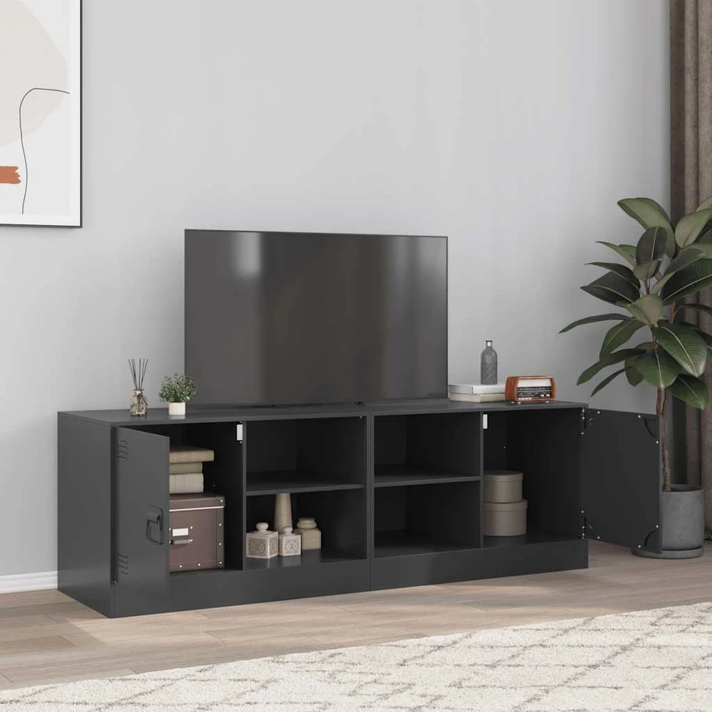 TV staliukas Televizoriaus spintelės, 2vnt., juodos, 67x39x44cm, plienas