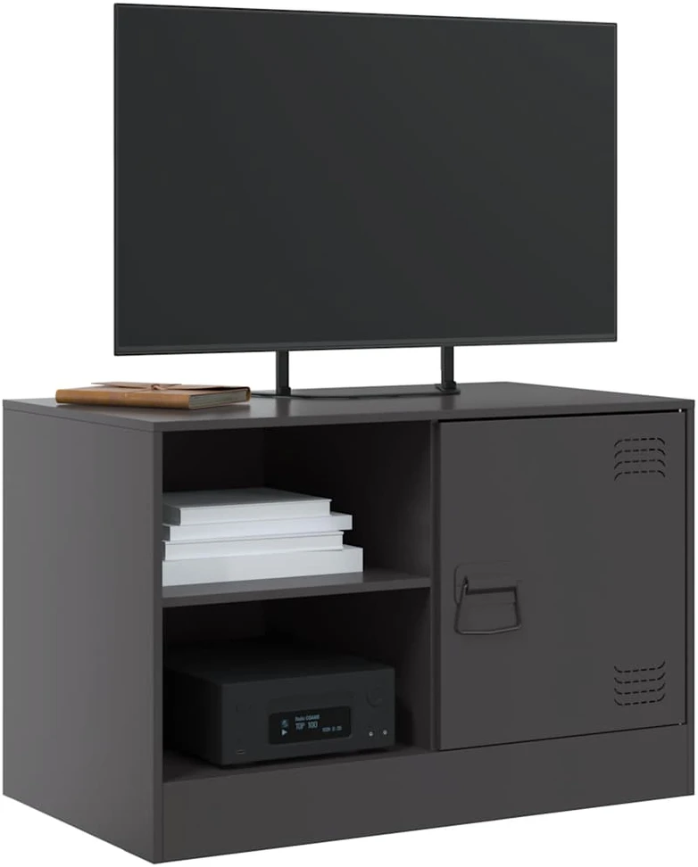 TV staliukas Televizoriaus spintelės, 2vnt., juodos, 67x39x44cm, plienas