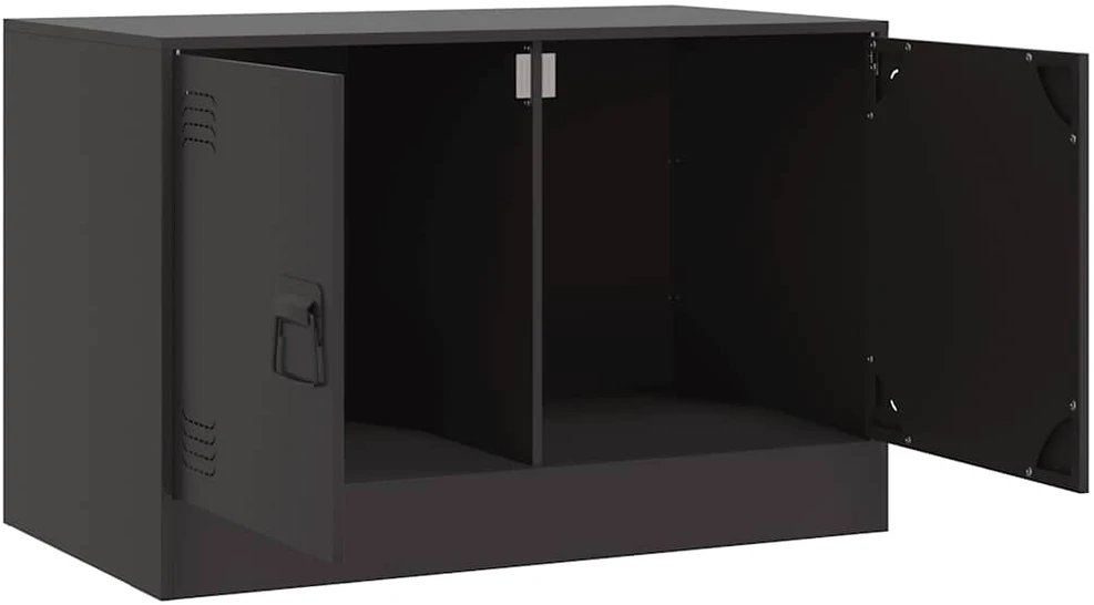 TV staliukas Televizoriaus spintelės, 2vnt., juodos, 67x39x44cm, plienas