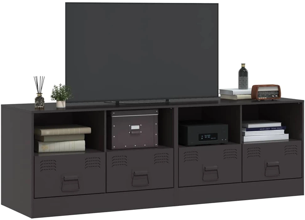 TV staliukas Televizoriaus spintelės, 2vnt., juodos, 67x39x44cm, plienas