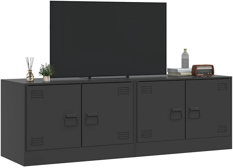 TV staliukas Televizoriaus spintelės, 2vnt., juodos, 67x39x44cm, plienas