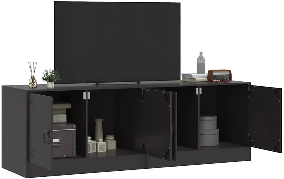 TV staliukas Televizoriaus spintelės, 2vnt., juodos, 67x39x44cm, plienas