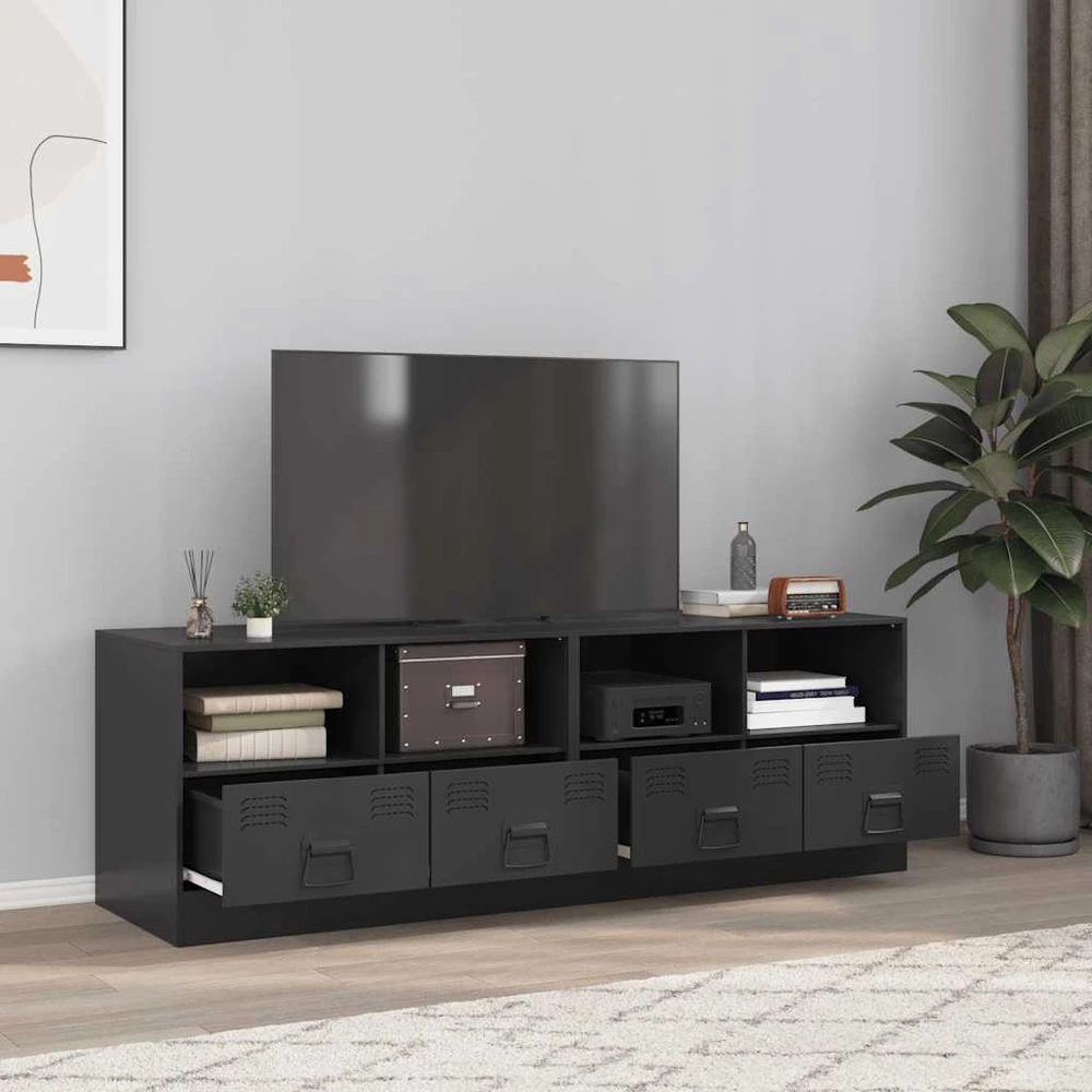 TV staliukas Televizoriaus spintelės, 2vnt., juodos, 67x39x44cm, plienas