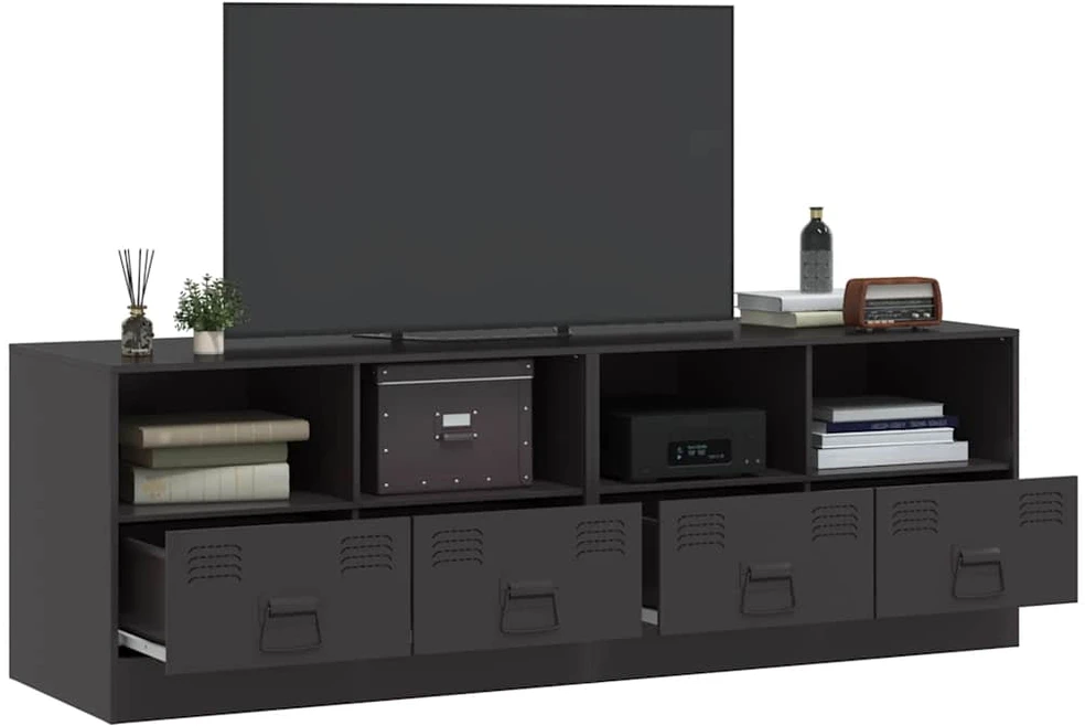 TV staliukas Televizoriaus spintelės, 2vnt., juodos, 67x39x44cm, plienas
