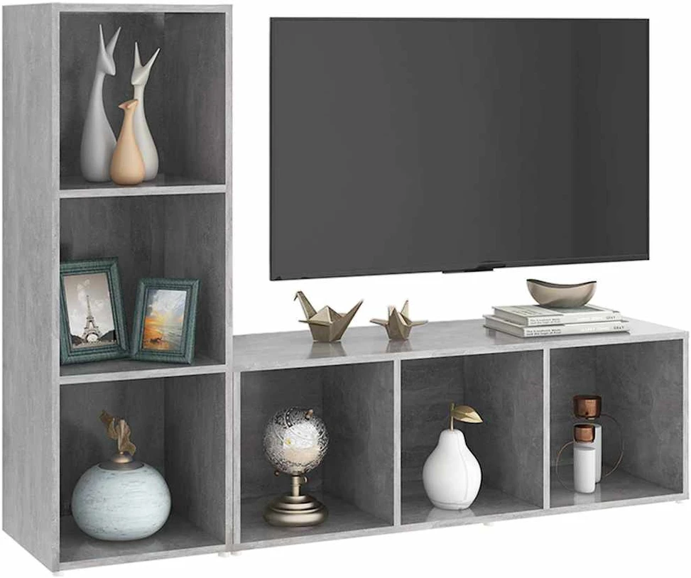 TV staliukas Televizoriaus spintelės, 2vnt., pilkos, 107x35x37cm, MDP