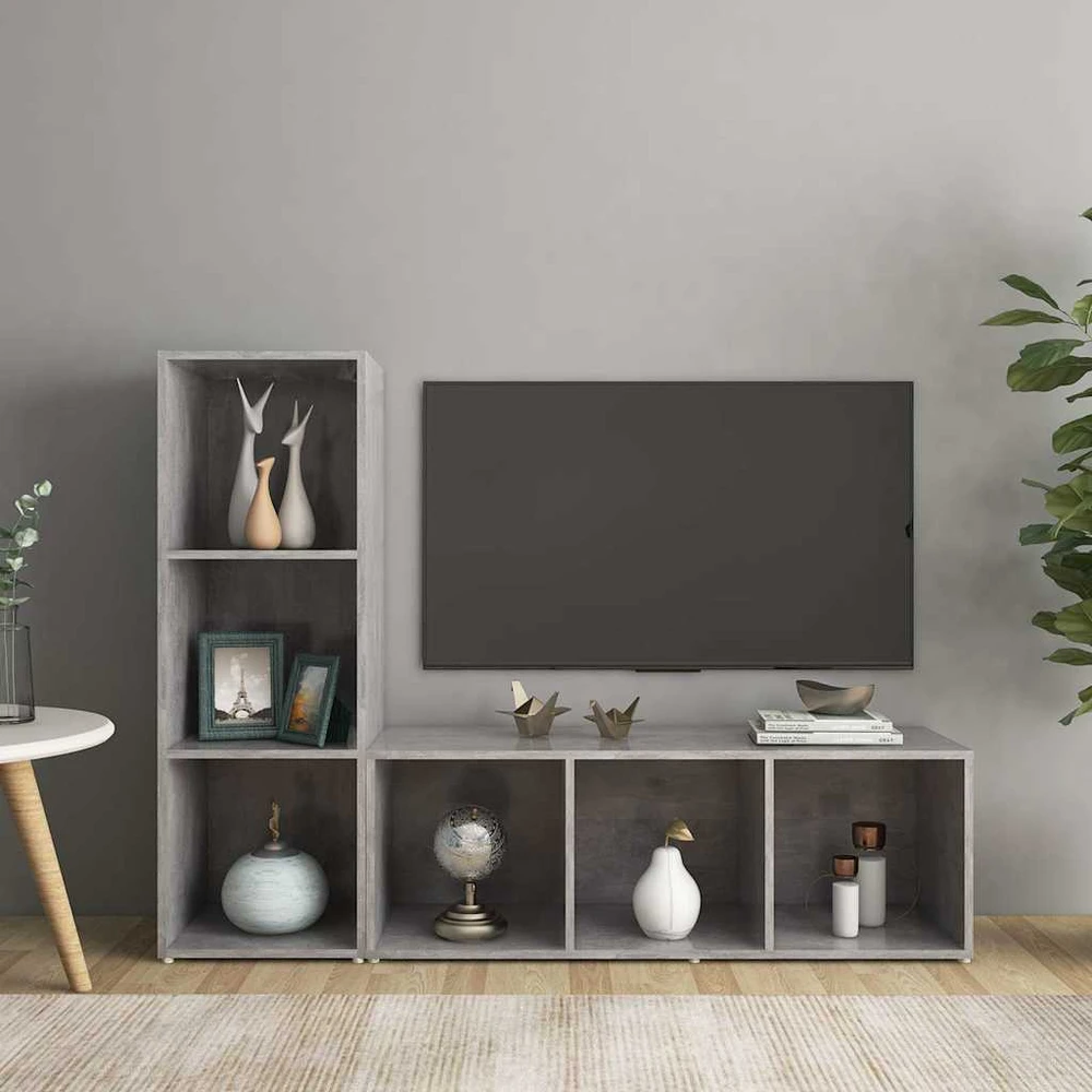 TV staliukas Televizoriaus spintelės, 2vnt., pilkos, 107x35x37cm, MDP