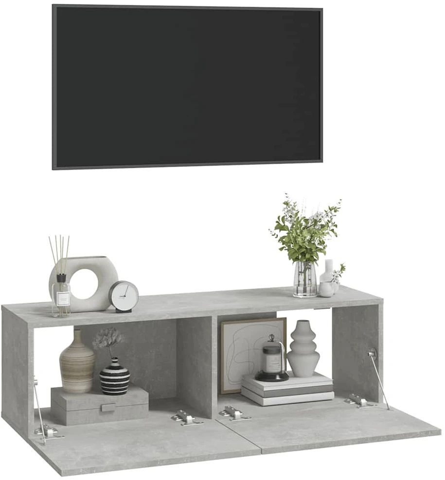 TV staliukas Televizoriaus spintelės, 2vnt., pilkos, 100x30x30cm, mediena