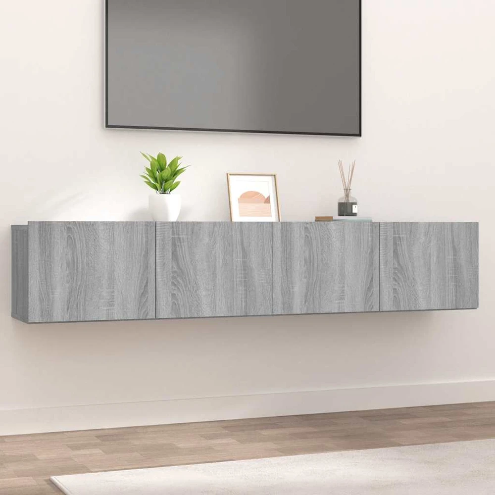 TV staliukas Televizoriaus spintelės, 2vnt., pilkos, 80x30x30cm, mediena