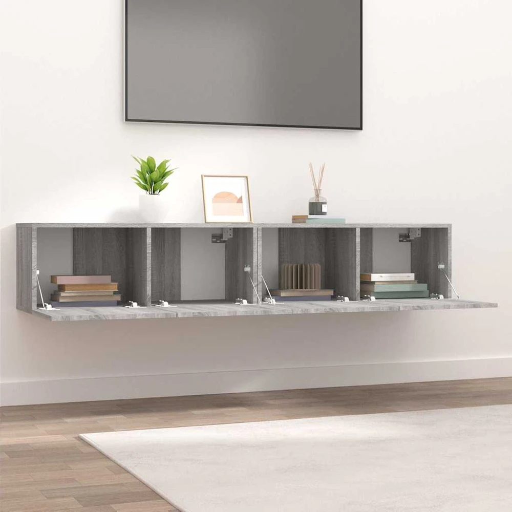 TV staliukas Televizoriaus spintelės, 2vnt., pilkos, 80x30x30cm, mediena