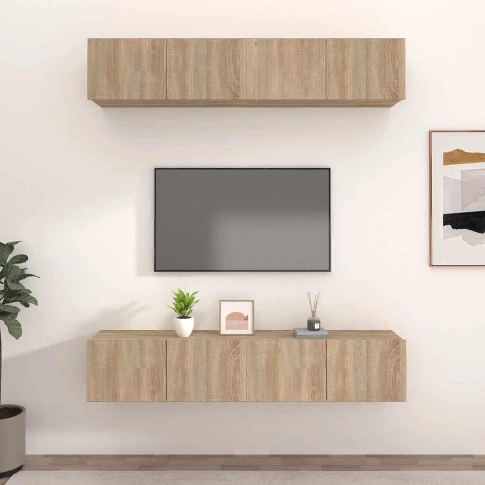 TV staliukas Televizoriaus spintelės, 4vnt., ąžuolo, 80x30x30cm, mediena
