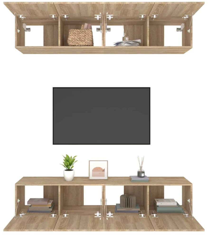 TV staliukas Televizoriaus spintelės, 4vnt., ąžuolo, 80x30x30cm, mediena