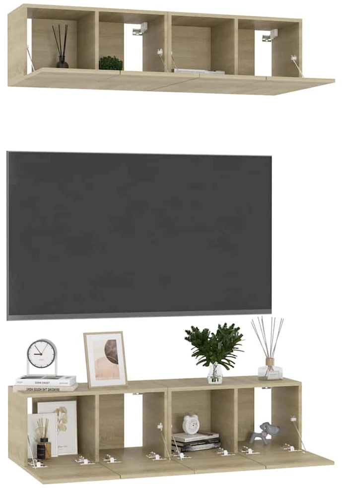 TV staliukas Televizoriaus spintelės, 4vnt., ąžuolo, 60x30x30cm, mediena