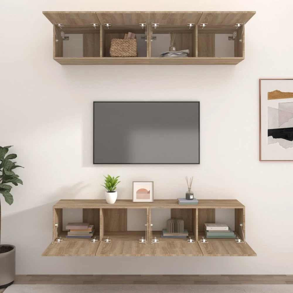 TV staliukas Televizoriaus spintelės, 4vnt., ąžuolo, 80x30x30cm, mediena