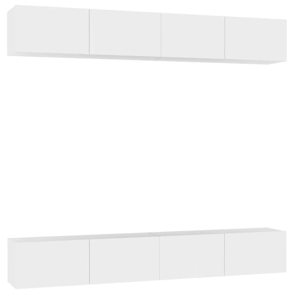 TV staliukas Televizoriaus spintelės, 4vnt., baltos, 100x30x30cm, mediena