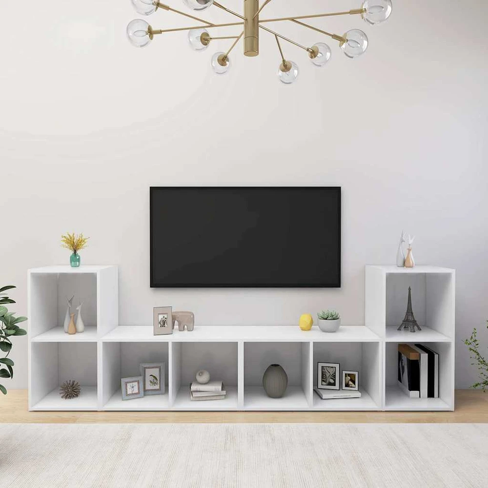 TV staliukas Televizoriaus spintelės, 4vnt., baltos, 72x35x36,5cm, mediena