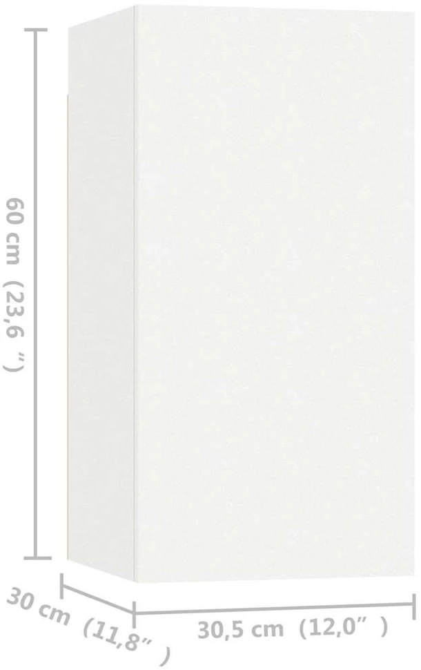 TV staliukas Televizoriaus spintelės, 4vnt., baltos, 30,5x30x60cm, mediena