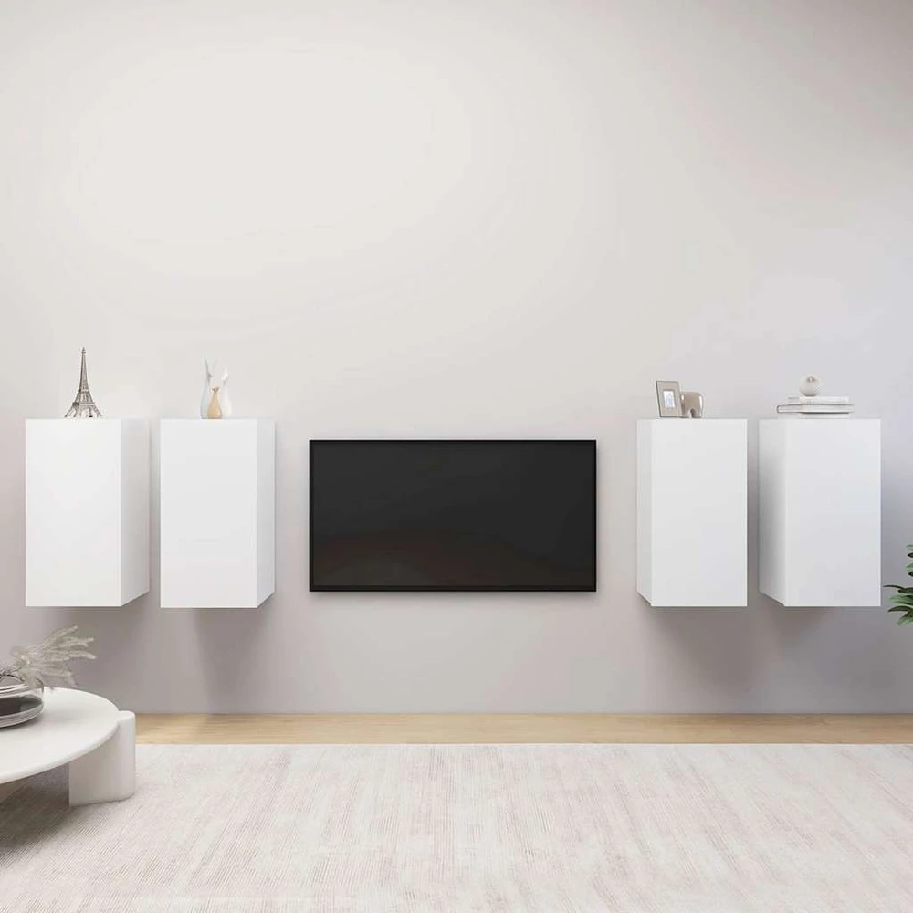 TV staliukas Televizoriaus spintelės, 4vnt., baltos, 30,5x30x60cm, mediena