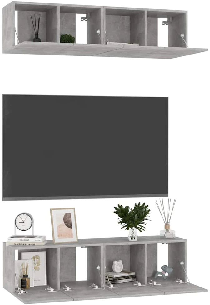 TV staliukas Televizoriaus spintelės, 4vnt., betono, 60x30x30cm, mediena