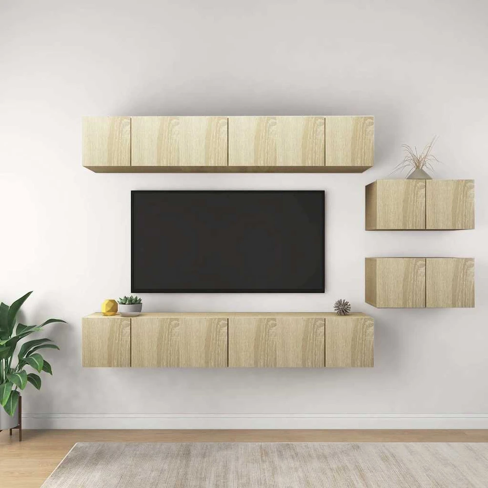 TV staliukas Televizoriaus spintelės, 8vnt., sonoma ąžuolo, apdirbta mediena