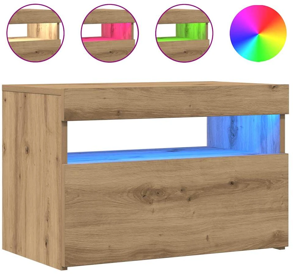 TV staliukas Televizoriaus spintelės su LED, 2vnt., artisano, mediena