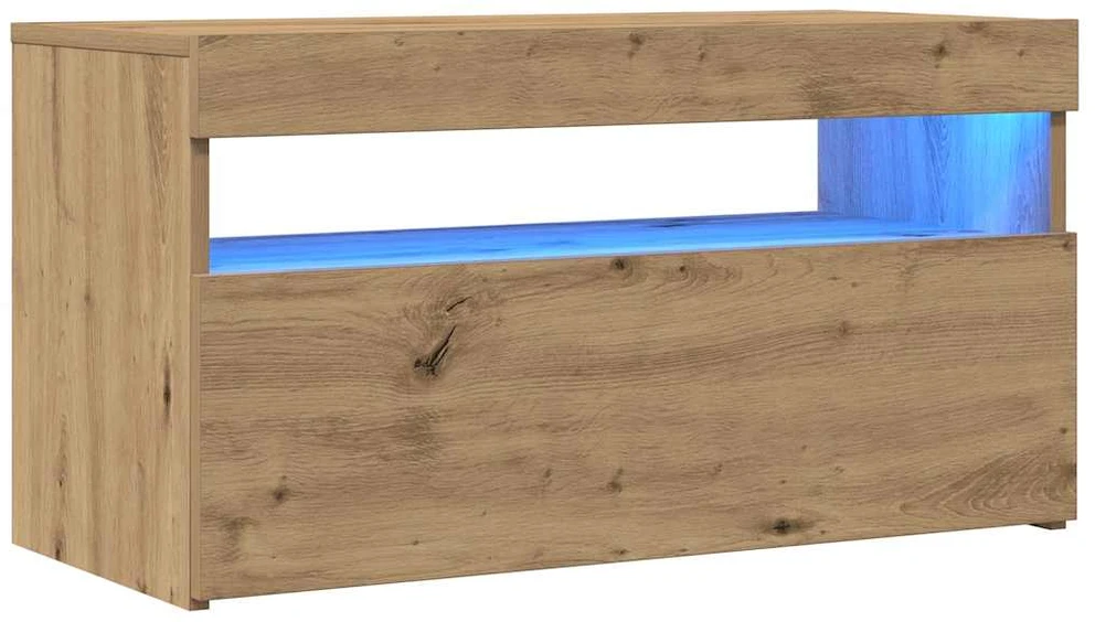 TV staliukas Televizoriaus spintelės su LED, 2vnt., artisano, mediena