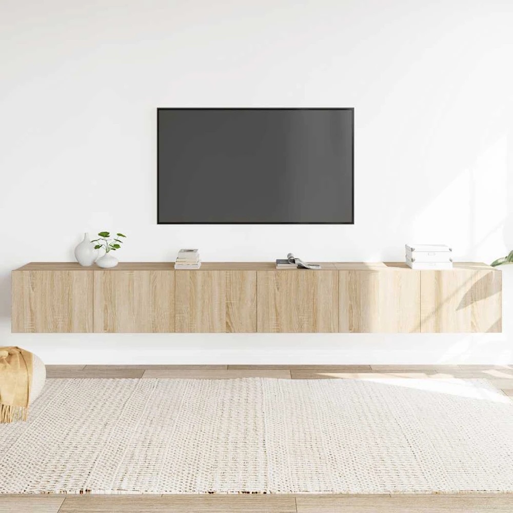 TV staliukas Televizoriaus spintelių komplektas, 3 dalių, ąžuolo, mediena