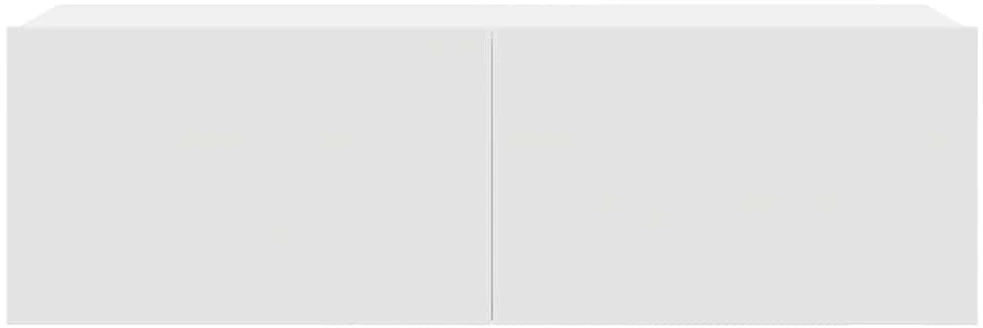 TV staliukas Televizoriaus spintelių komplektas, 7 dalių, baltas, mediena