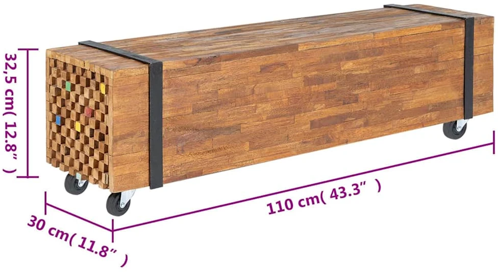 TV staliukas Televizoriaus staliukas, 110x30x32,5cm, tikmedžio masyvas