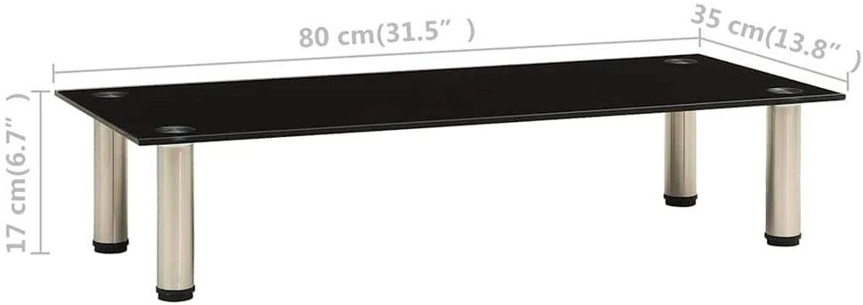 TV staliukas Televizoriaus staliukas, juodas, 80x35x17cm, grūdintas stiklas