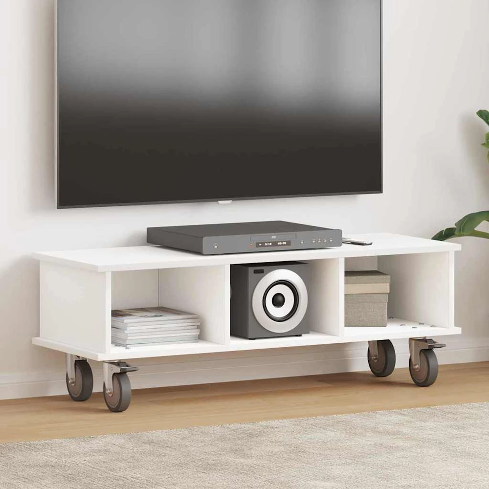 TV staliukas Televizoriaus stovas 100 x 35 x 35 cm Balta Apdirbta mediena