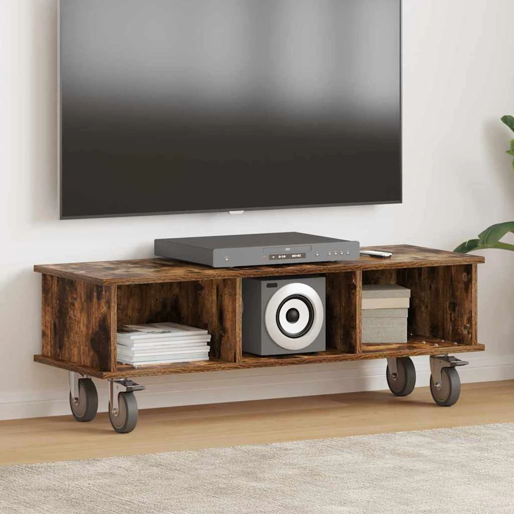 TV staliukas Televizoriaus stovas 100 x 35 x 35 cm Rūkyta ąžuolas