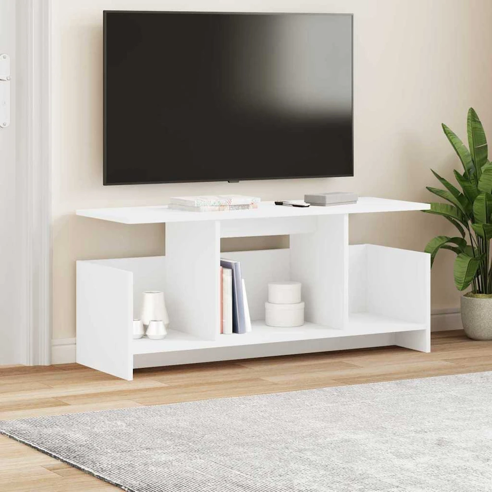 TV staliukas Televizoriaus stovas 102 x 35 x 45 cm Balta Apdirbta mediena